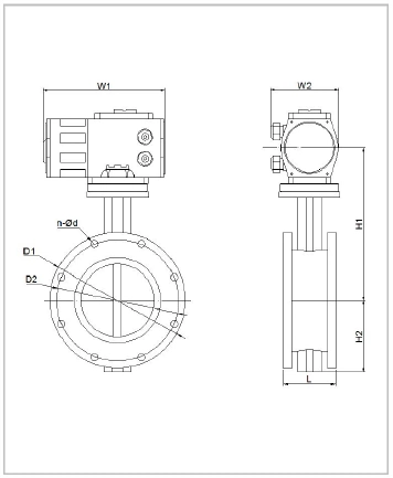 DN40 - DN1000 विस्फोट प्रूफ इलेक्ट्रिक एक्ट्यूएटर तितली वाल्व के लिए PTFE फ्लैंज प्रकार 1