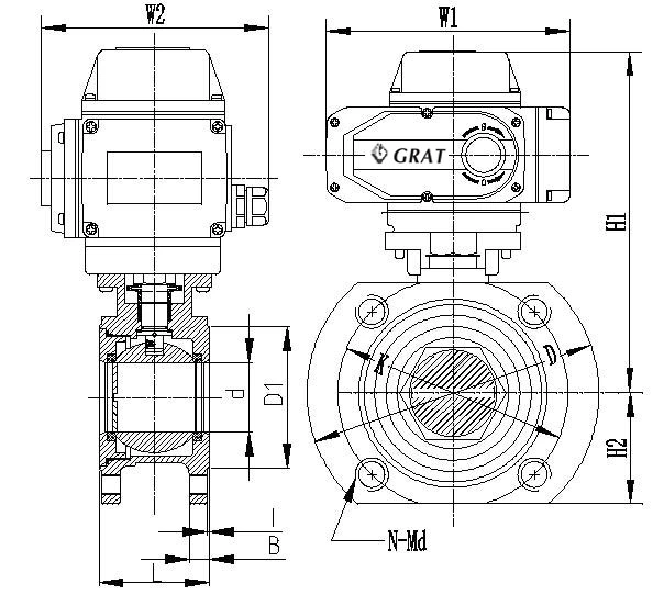 AC220V DN15-250 लघु प्रवाह फ्लैंज कनेक्शन इलेक्ट्रिक नियंत्रण वाल्व 1