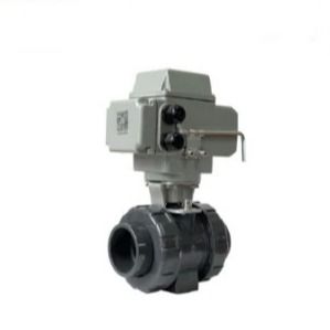 Dn32 UPVC इलेक्ट्रिक बॉल वाल्व IP67 AC220V DC24V इलेक्ट्रिक एक्ट्यूएटर पीवीसी बॉल वाल्व
